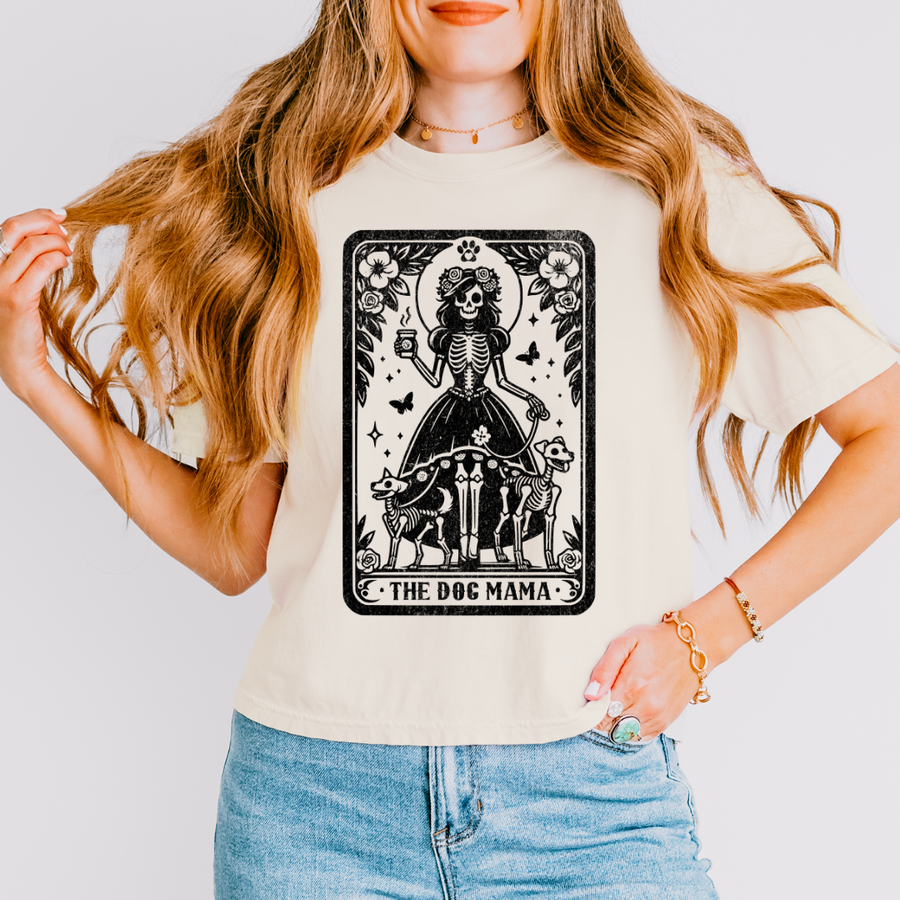 Dog Mama Tarot Card - Boxy Crop Tee